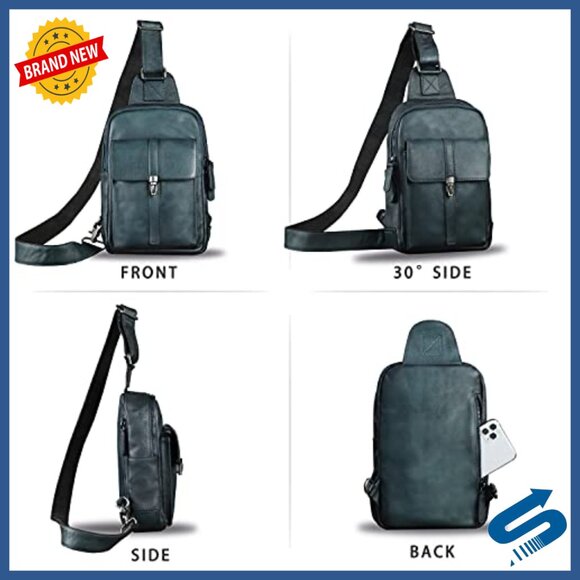 Genuine Leather Sling Backpack Crossbody Daypack Vintage Retro Style main image 7